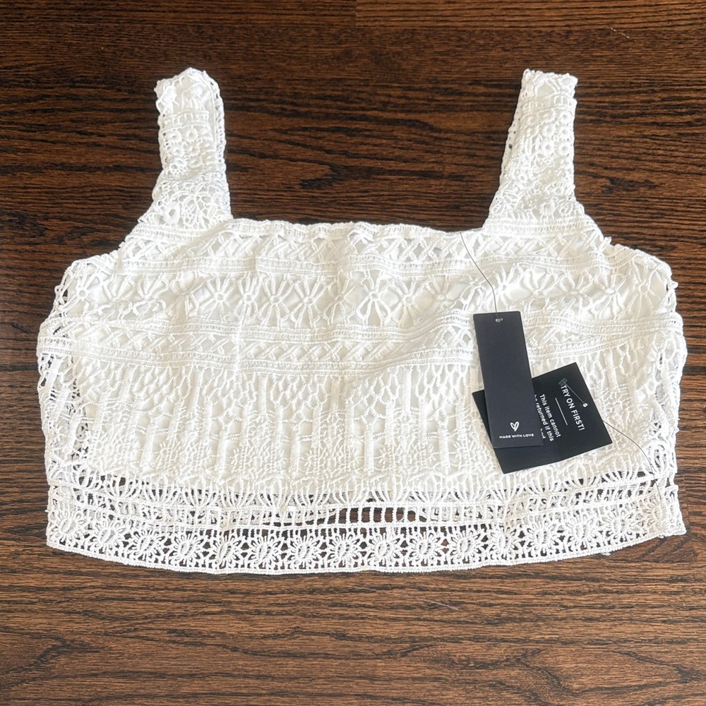 Lulus White Lace Crop Top